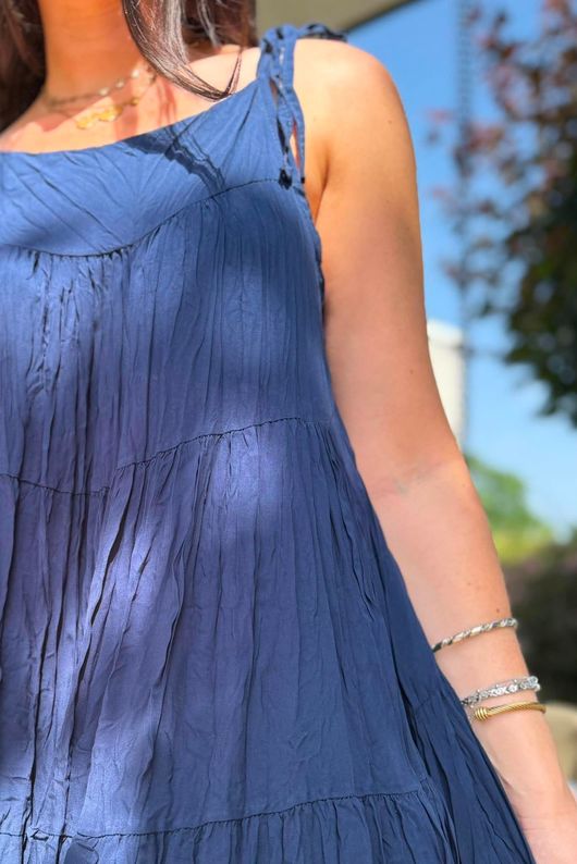 Gabriella Tie Shoulder Dress Navy